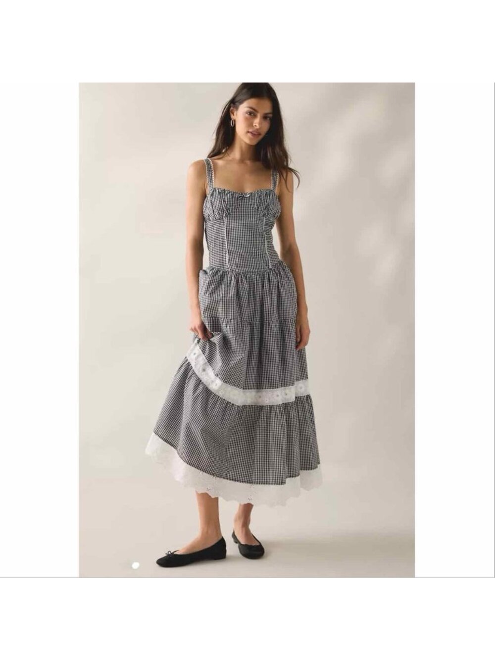 Jacquie The Label Emmie Cotton Gingham Milkmaid Maxi Dress Anthropologie M